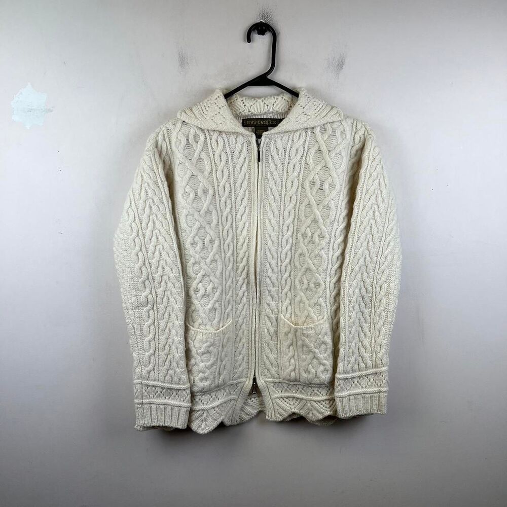 Inis Crafts Cardigan Sweater 100% Merino Wool Knit Women's Size M